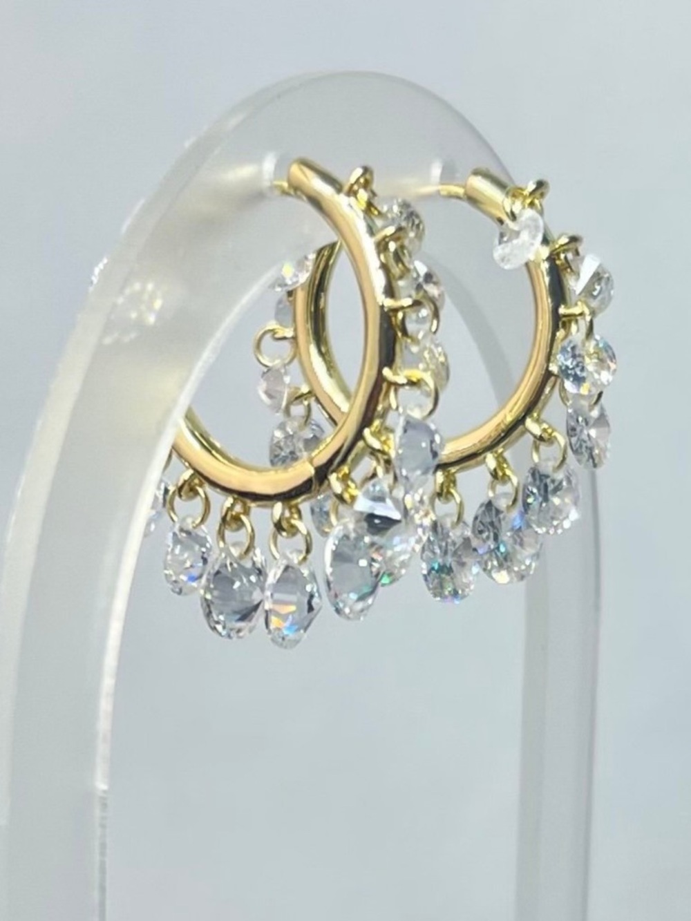 NEW Camila Coelho 14KT Gold Plated CZ Shimmer Charms Hoop Earrings - Picture 10 of 13